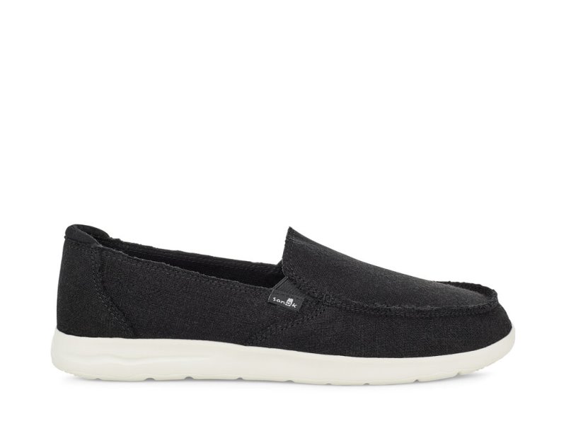 Sanuk Donna Lite Tx Canvas Slip On Women\'s Sidewalk Surfers Black | Canada 148XYU